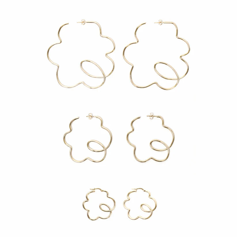 Flower Loop Earrings - Gold Medium by Kroon 02