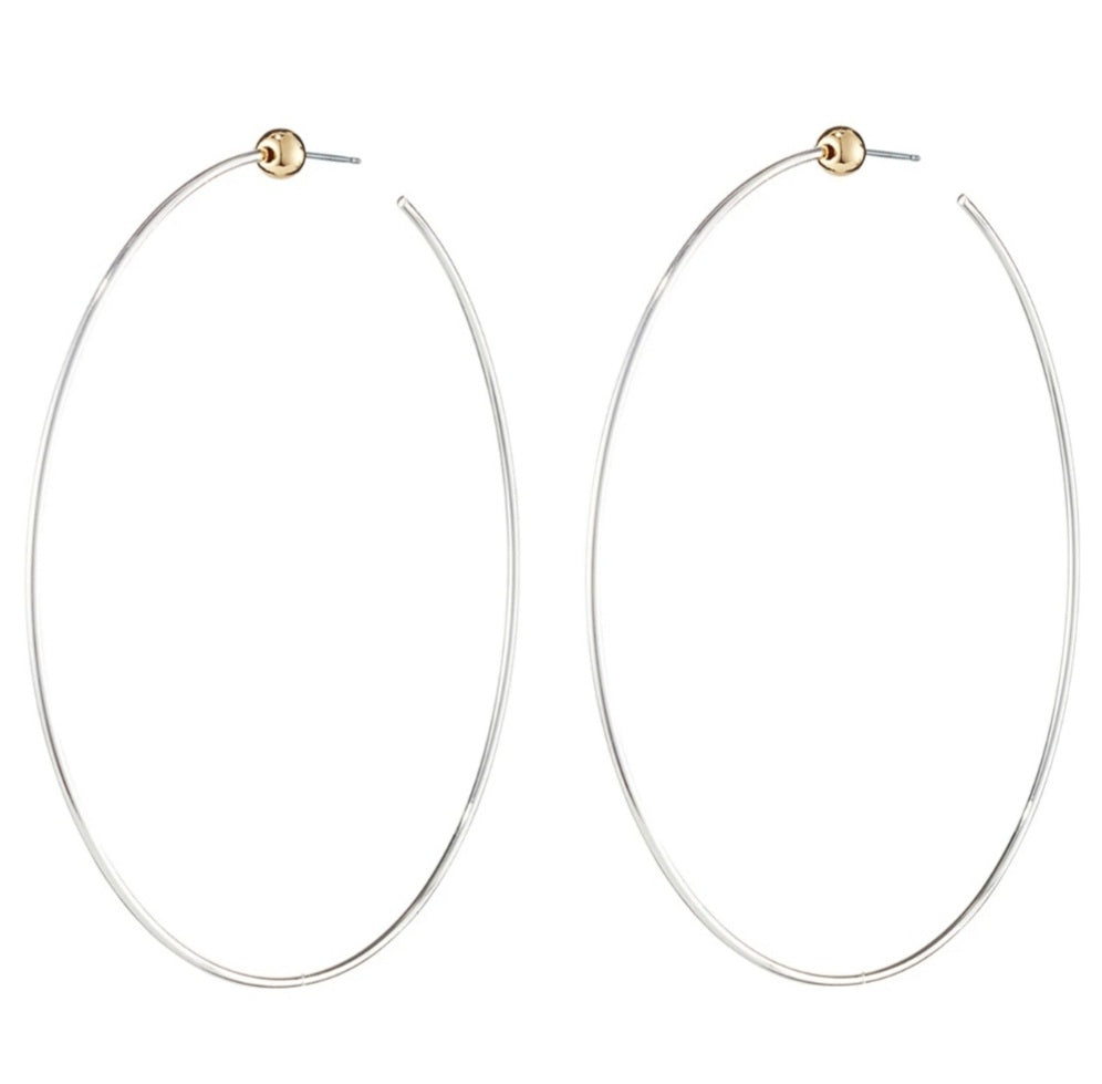 Medium Icon Hoops Rhodium by Jenny Bird