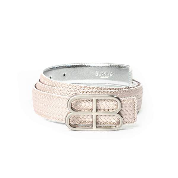 Silver and Braided White Reversible Belt by Blanlac