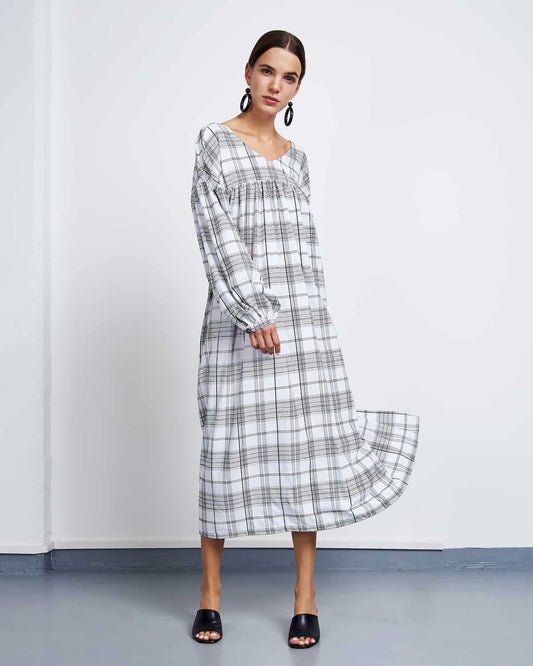 Maxi Dress Biela Checked by Jan n June