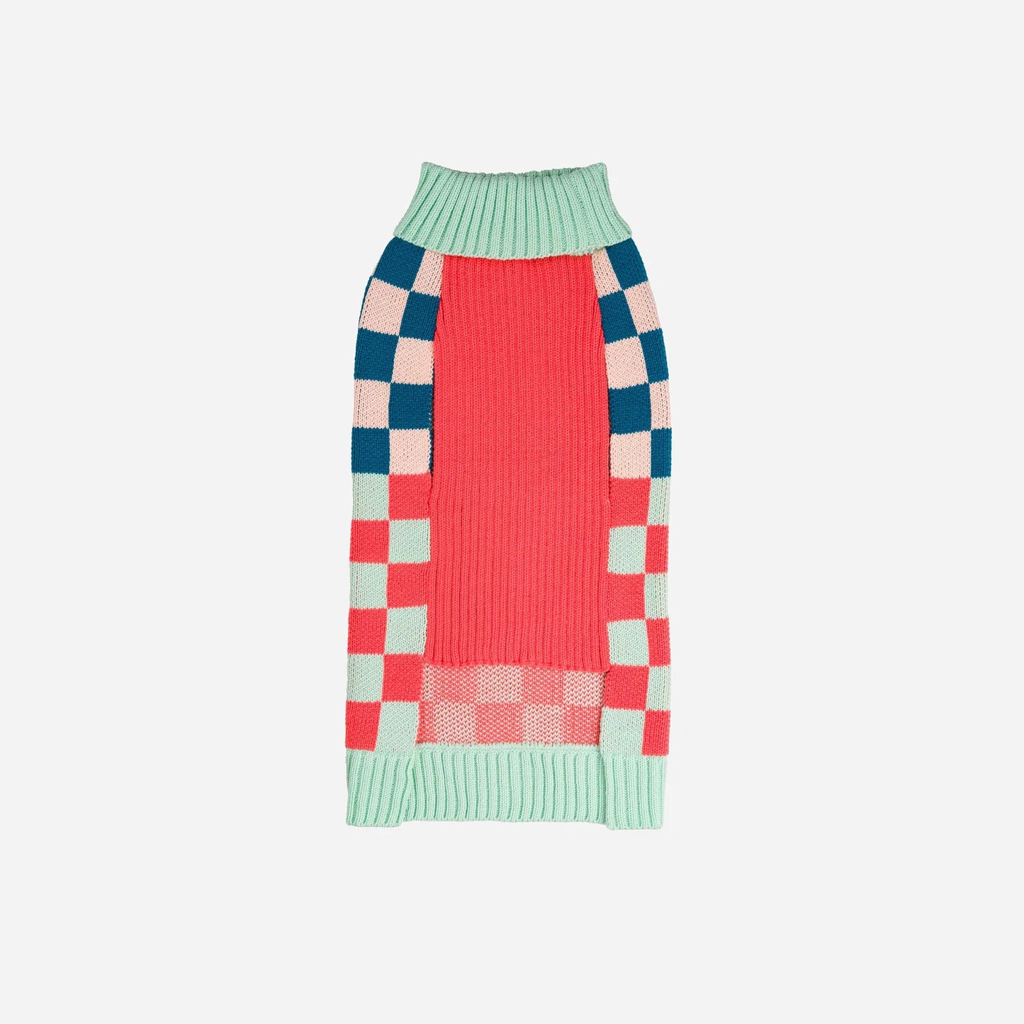 Checkerboard Dog Sweater - Melon Jade by Verloop