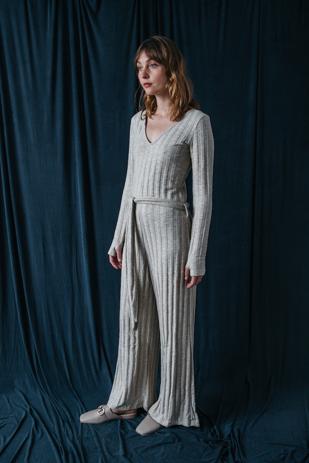 Knit Jumpsuit Nickel Melange by Cossac