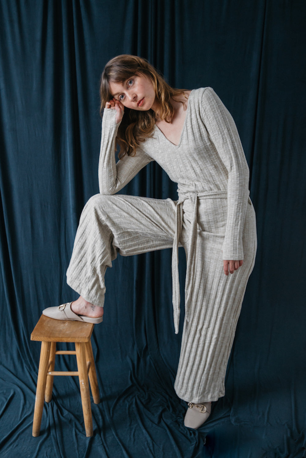 Knit Jumpsuit Nickel Melange by Cossac