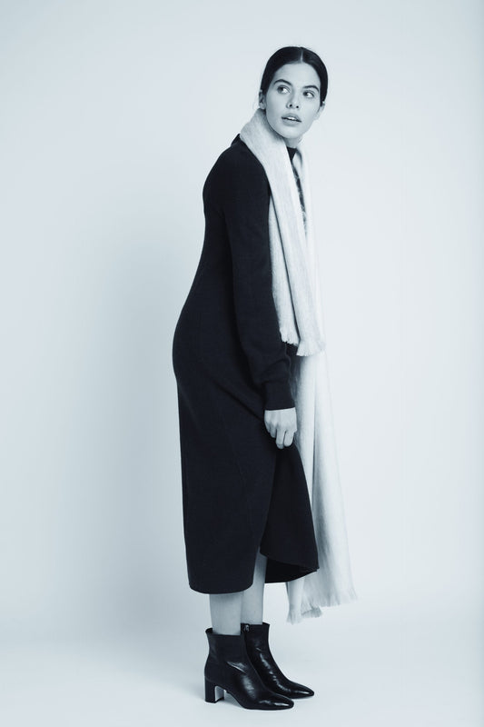 Double Scarf in Light Grey White by Alpaca Loca