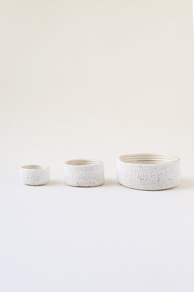 Beaded Dish Set White by Indego Africa