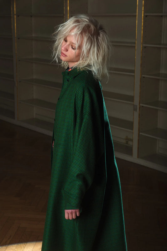Cast Shirtdress - Green Houndstooth by Henrik Vibskov