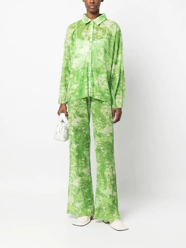 Sway Mesh Plisse Pants - Green Riddle by Henrik Vibskov