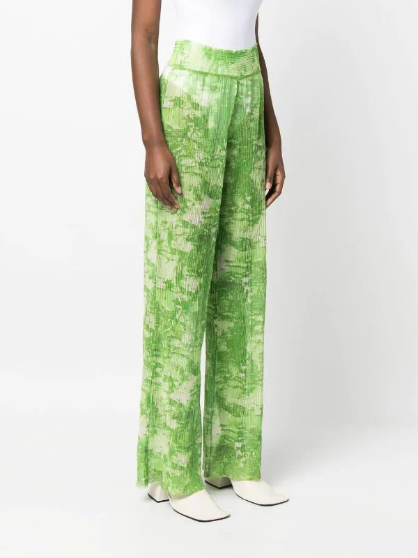 Sway Mesh Plisse Pants - Green Riddle by Henrik Vibskov