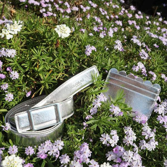 Silver and Braided White Reversible Belt by Blanlac