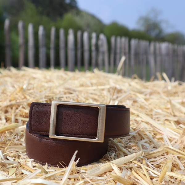 Vegan Blue Brown Reversible Strap Belt by Blanlac