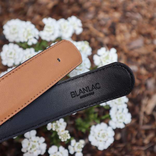 Vegan Black and Gold Reversible Belt by Blanlac