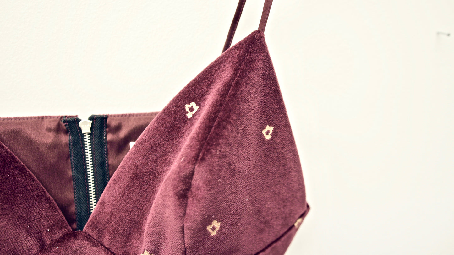 Upcycled Bralette in Wine red