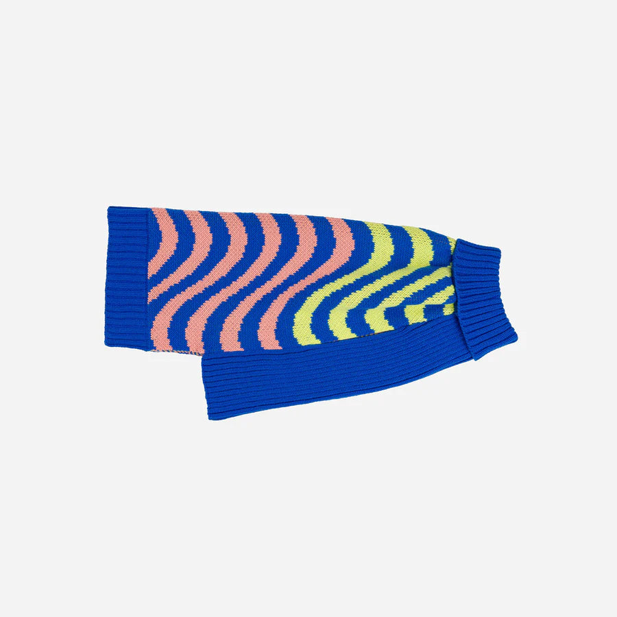 Sound Wave Dog Sweater - Coral Cobalt by Verloop