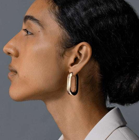 Mega U-Link Earrings Gold by Jenny Bird
