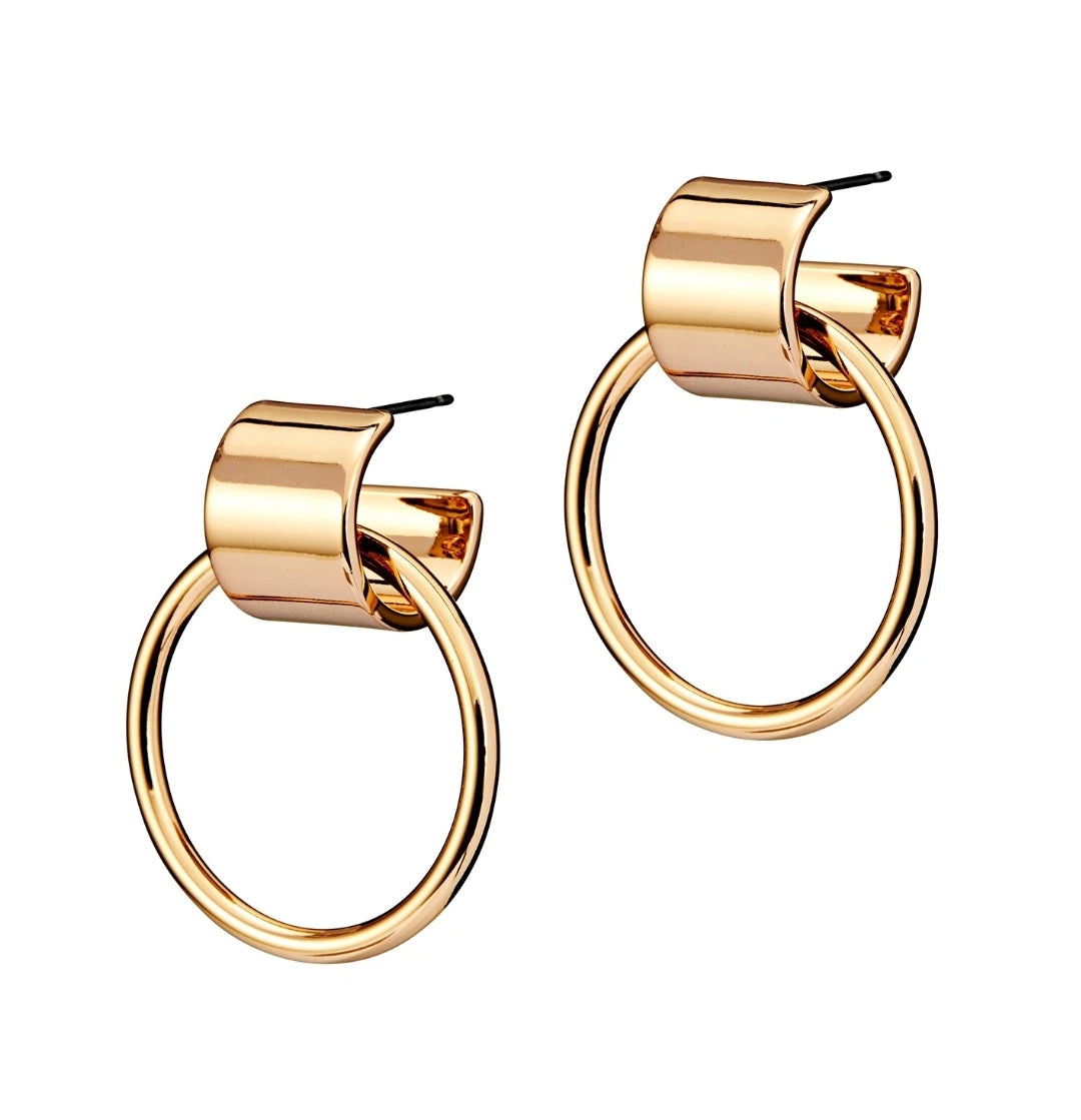 Faye Knockers Hoop Earrings Gold by Jenny Bird