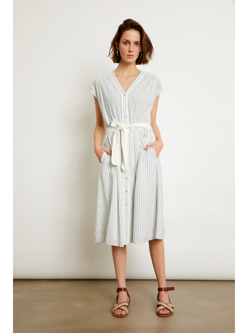 Feria Dress - Baby Blue Stripes by Ekyog