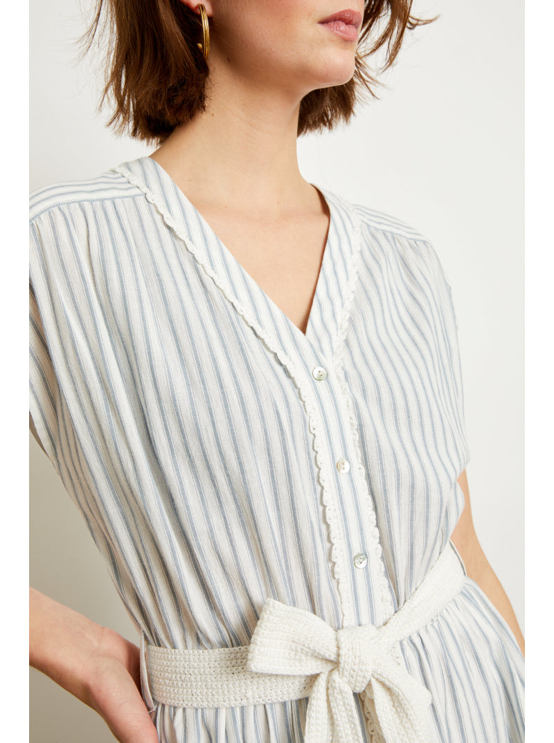 Feria Dress - Baby Blue Stripes by Ekyog