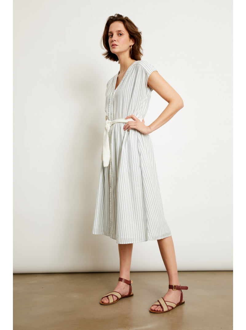 Feria Dress - Baby Blue Stripes by Ekyog