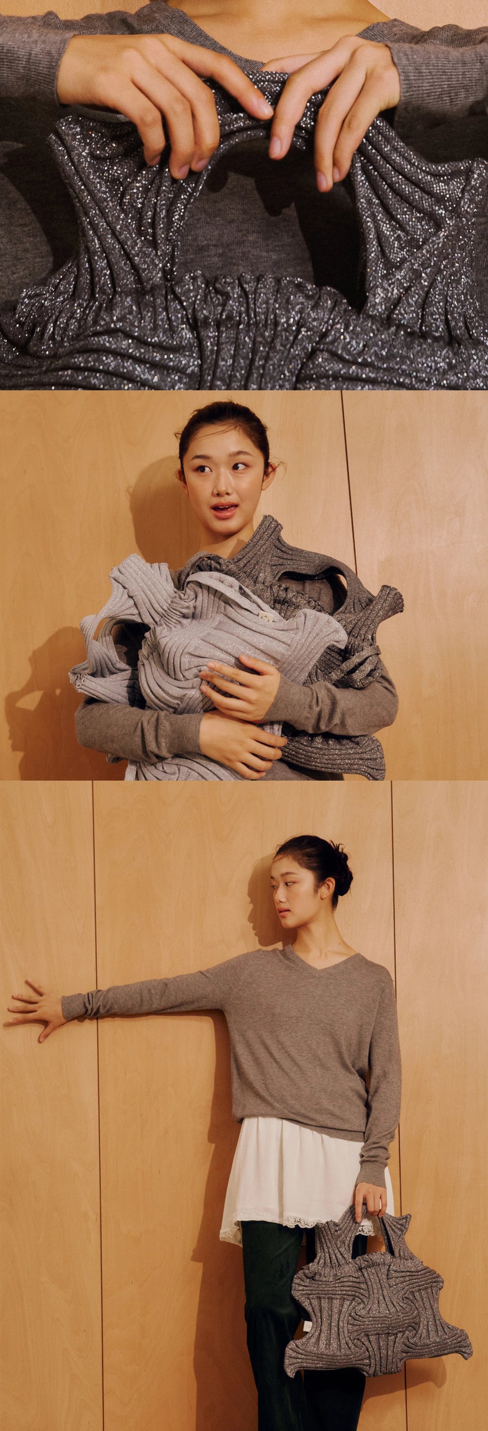 Big Bow Bag - Glitter Stone Brown by PleatsMama