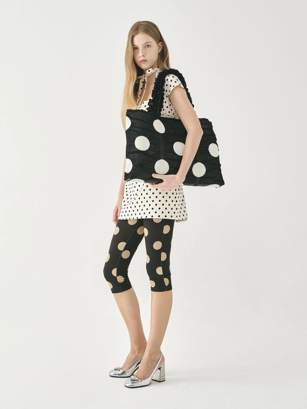Polka Dot Shopper Bag - Black by PleatsMama