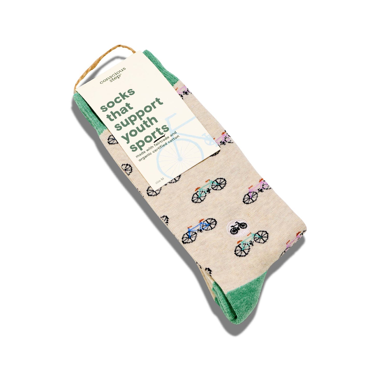 Socks that Support Youth Sports (Beige Bicycles): Small
