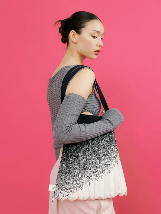 Shoulder Bag - White Black by PleatsMama