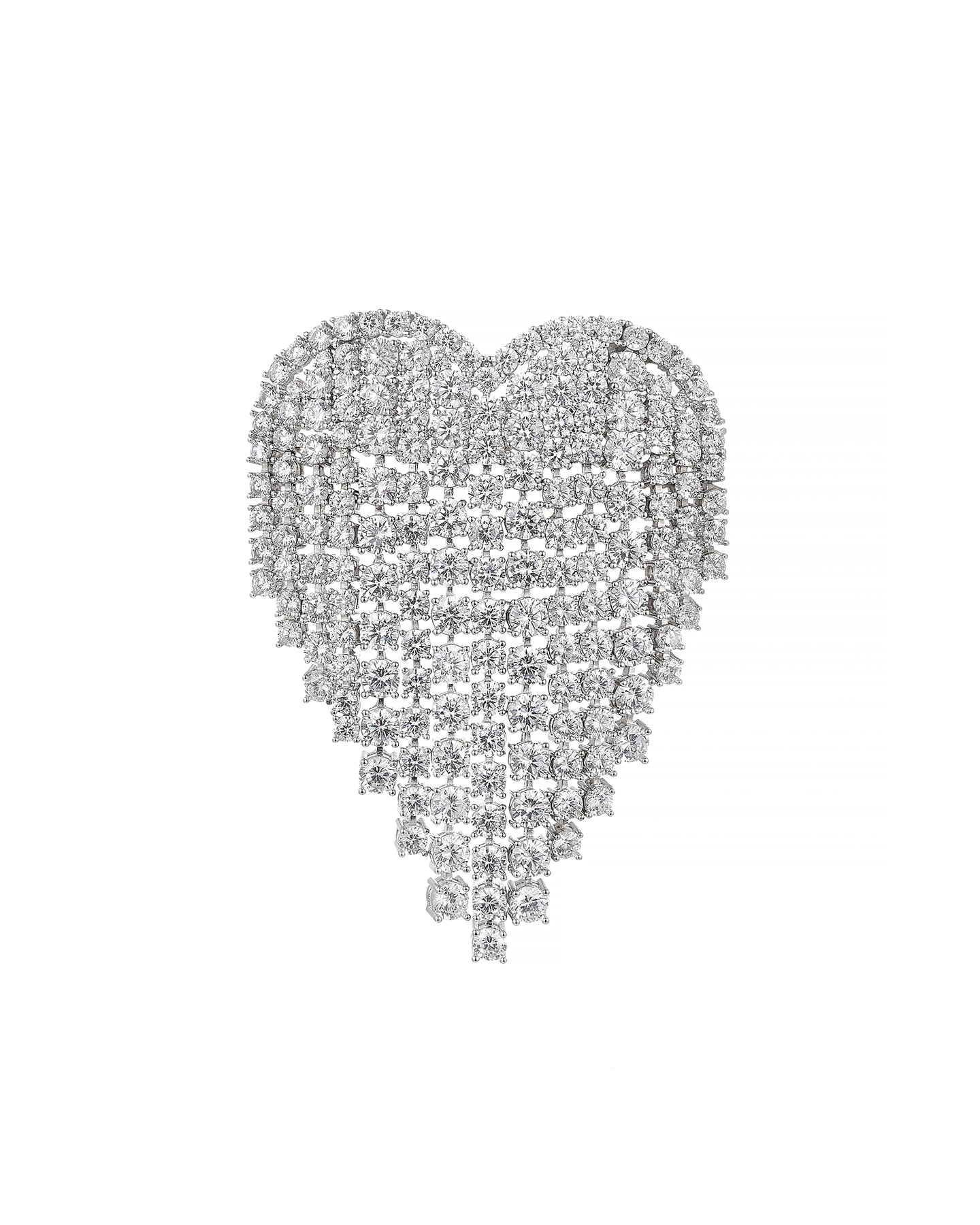 Crystal Drop Heart Brooch by Numbering