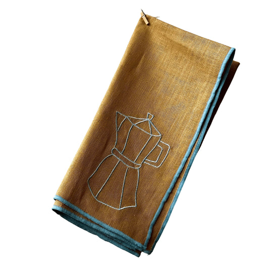 Linen Embroidered Napkins | Cafetiere - MAEGEN HOMEWARE