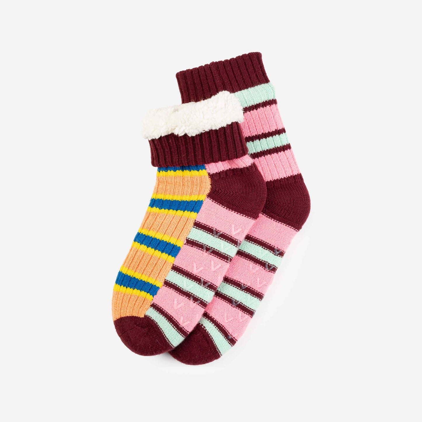 Zipper Stripe House Socks: Poppy Stone Blue / L/XL - W 9.5-12.5<br>M 8-11
