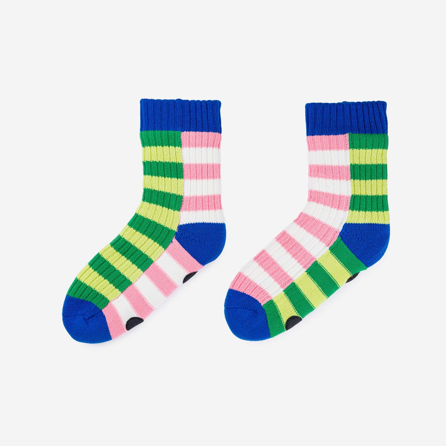 Super Stripe Knit House Socks: Lime Green by Verloop