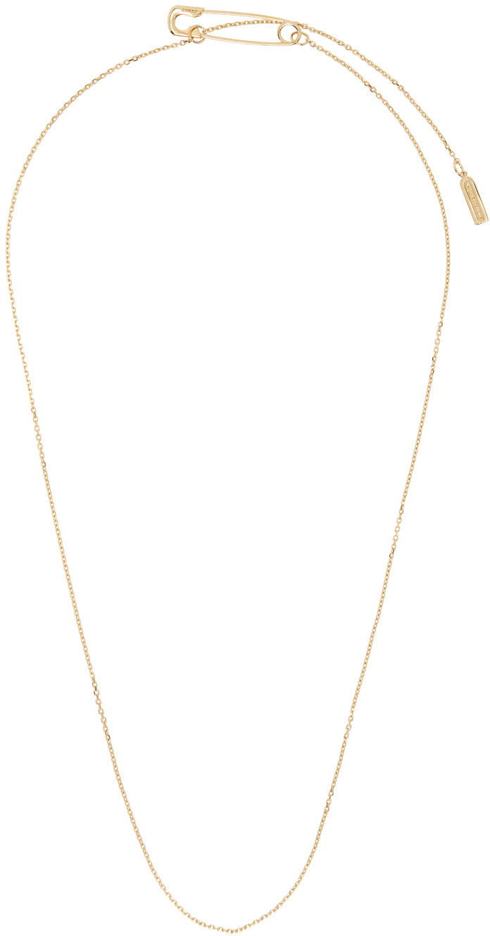 Gold Safety Pin Necklace by Numbering