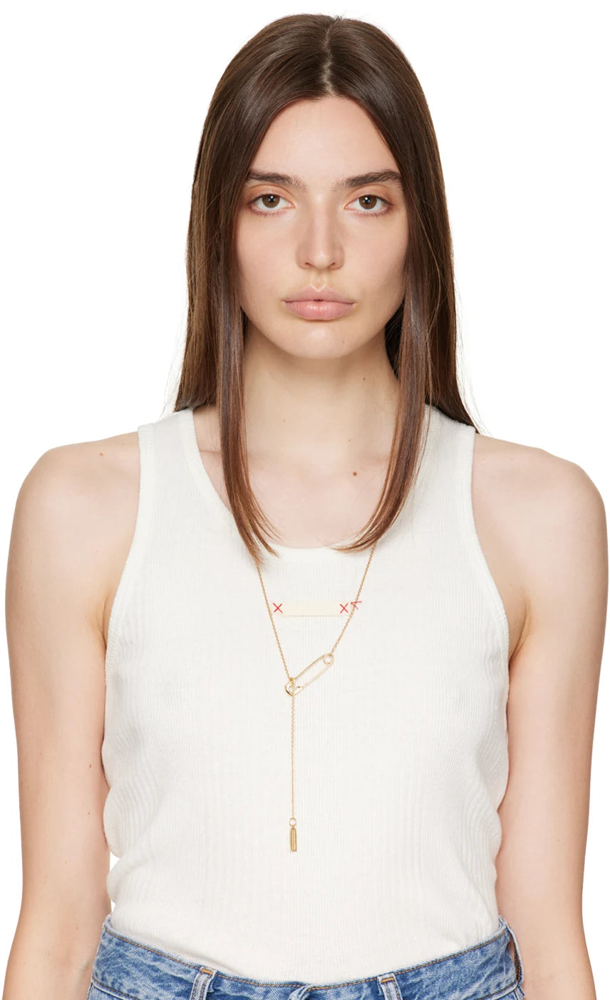 Gold Safety Pin Necklace by Numbering
