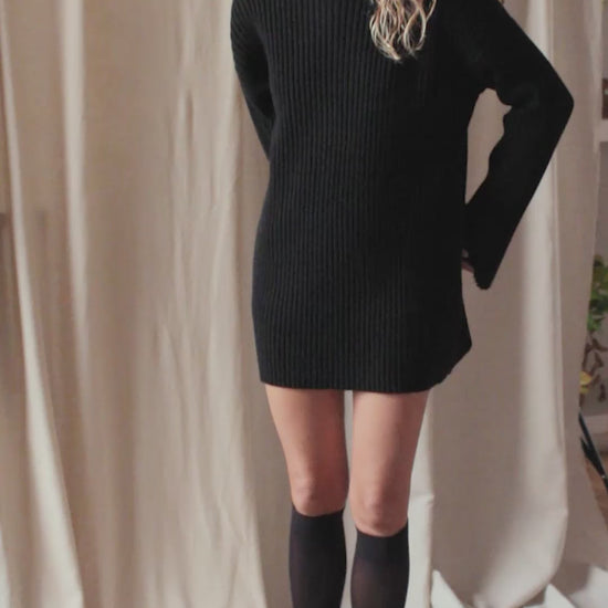 Black Heavy Knitted Wool Tunic by Cossac