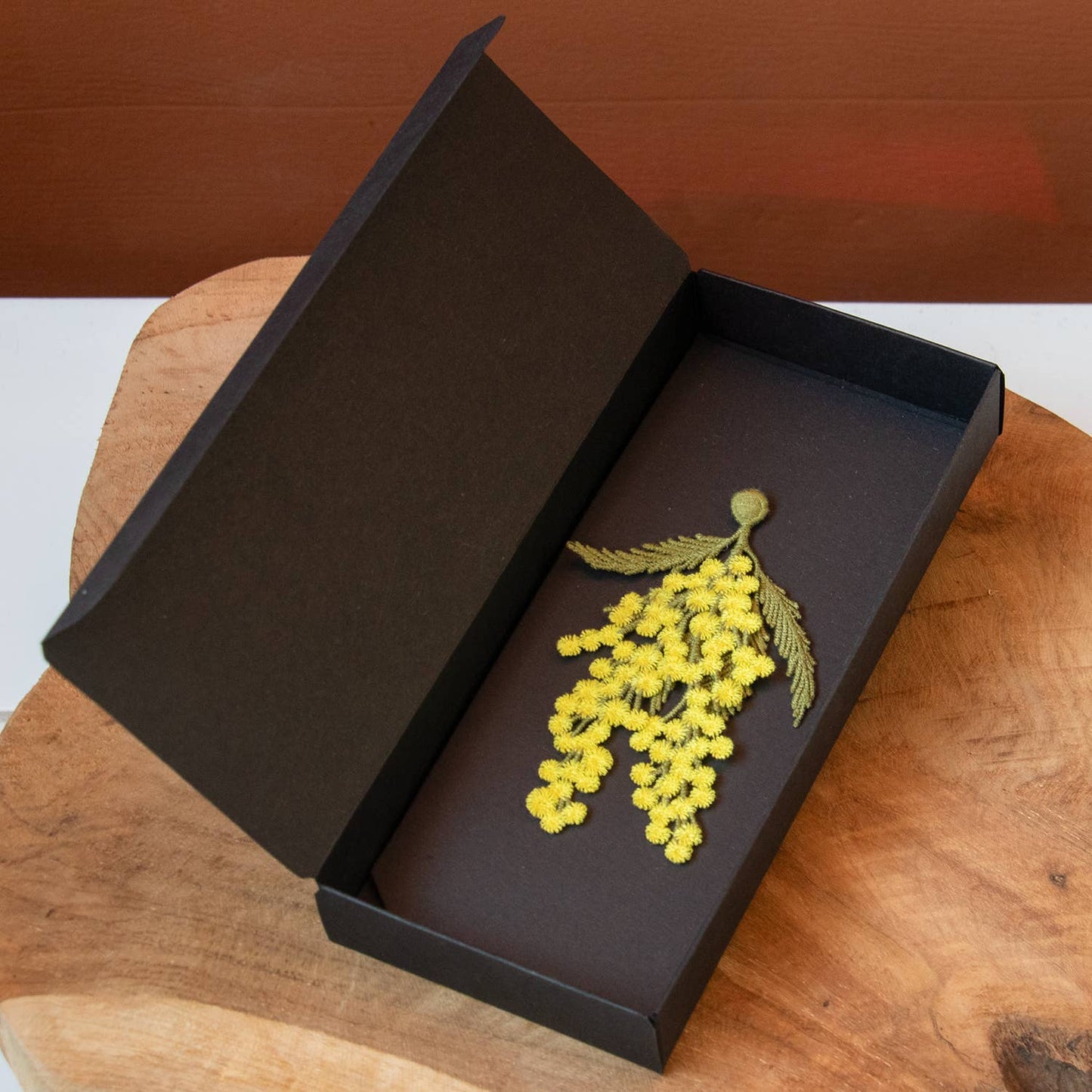 Mimosa Flowers Embroidered Brooch by Botanopia