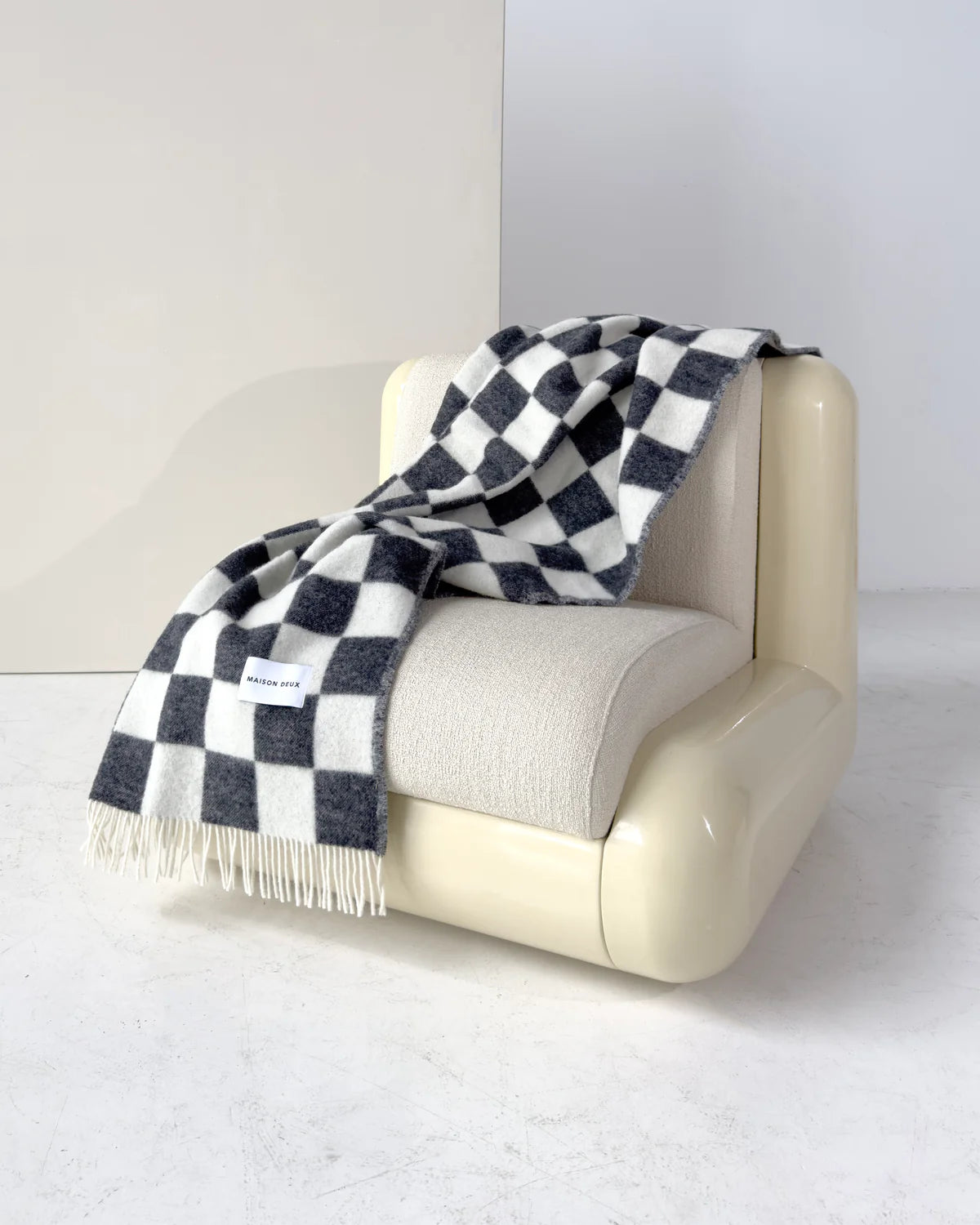 Checkerboard Blanket - Black White by Maison Deux