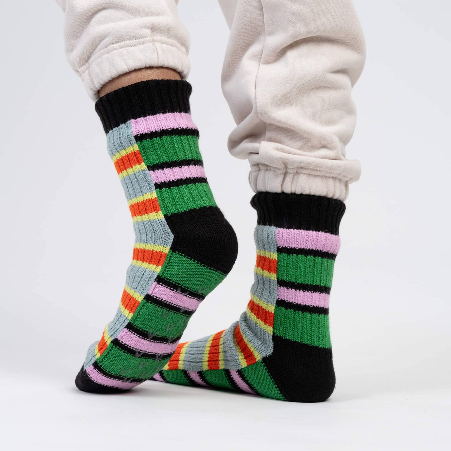 Zipper Stripe House Socks: Poppy Stone Blue / L/XL - W 9.5-12.5<br>M 8-11