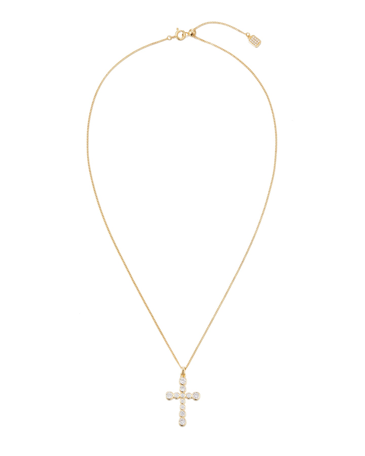 Round Brilliant Gradient Cross Necklace #3729 Gold by Numbering