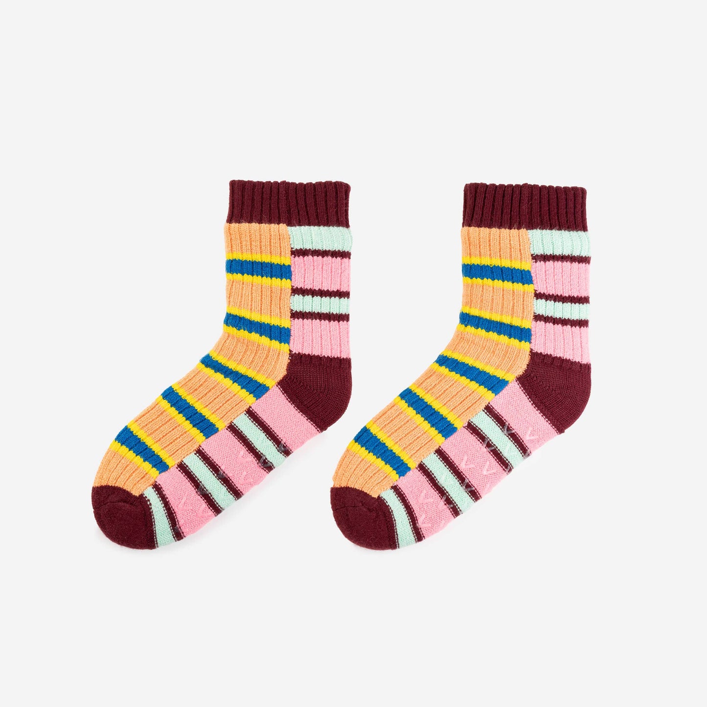 Zipper Stripe House Socks: Peach Cobalt / S/M - W 6-9<br>M 5-7.5