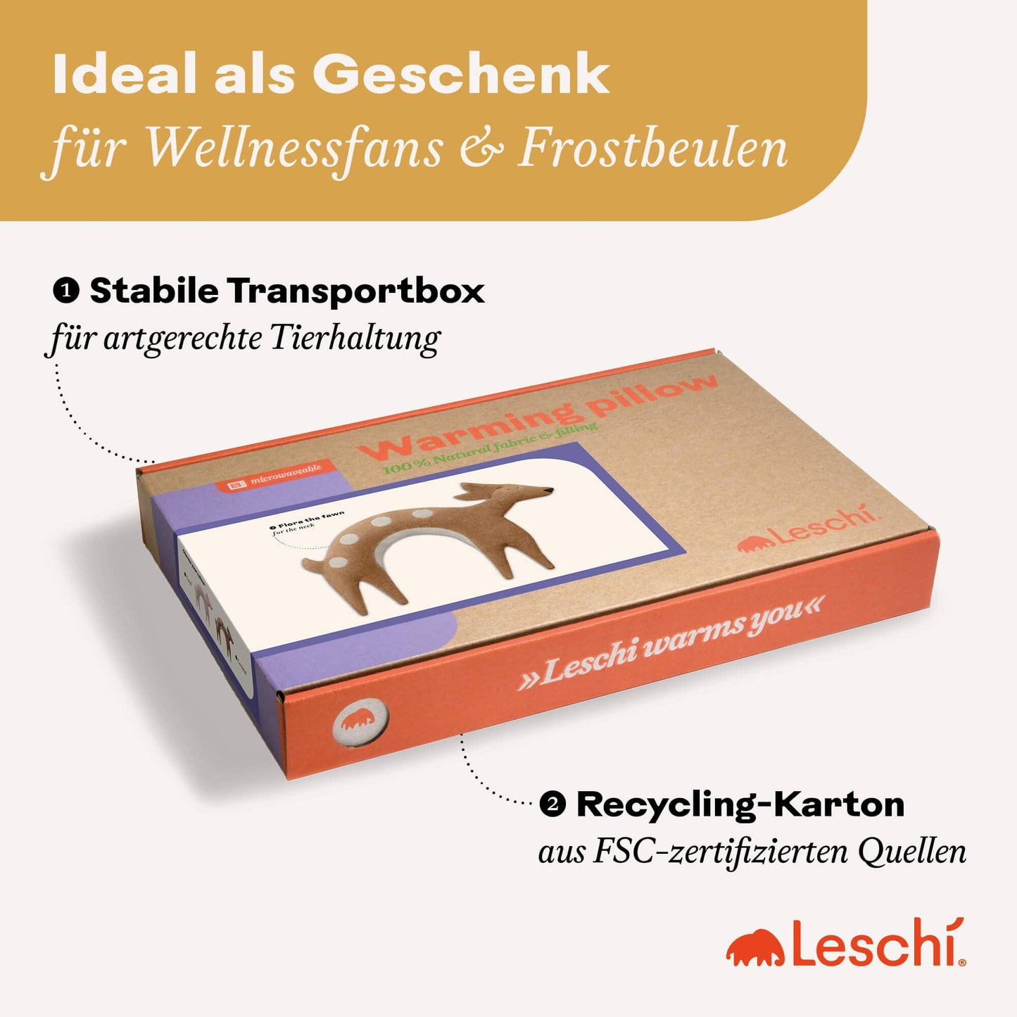 Organic Grain Pillow Heat Cushion Deer - Pink by Leschi