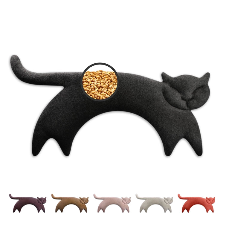 Organic Grain Pillow Neck Heating Pad Cat- Black by Leschi