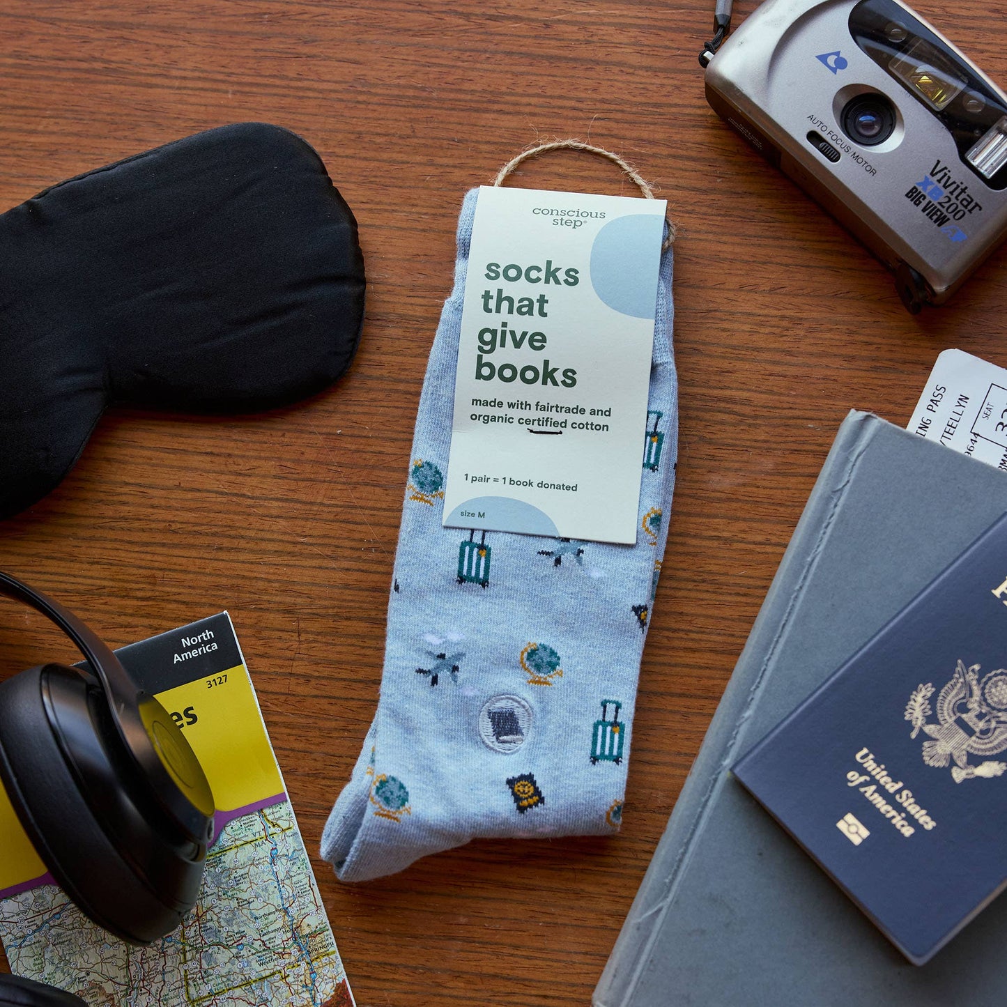 Socks that Give Books (Blue Travel): Small