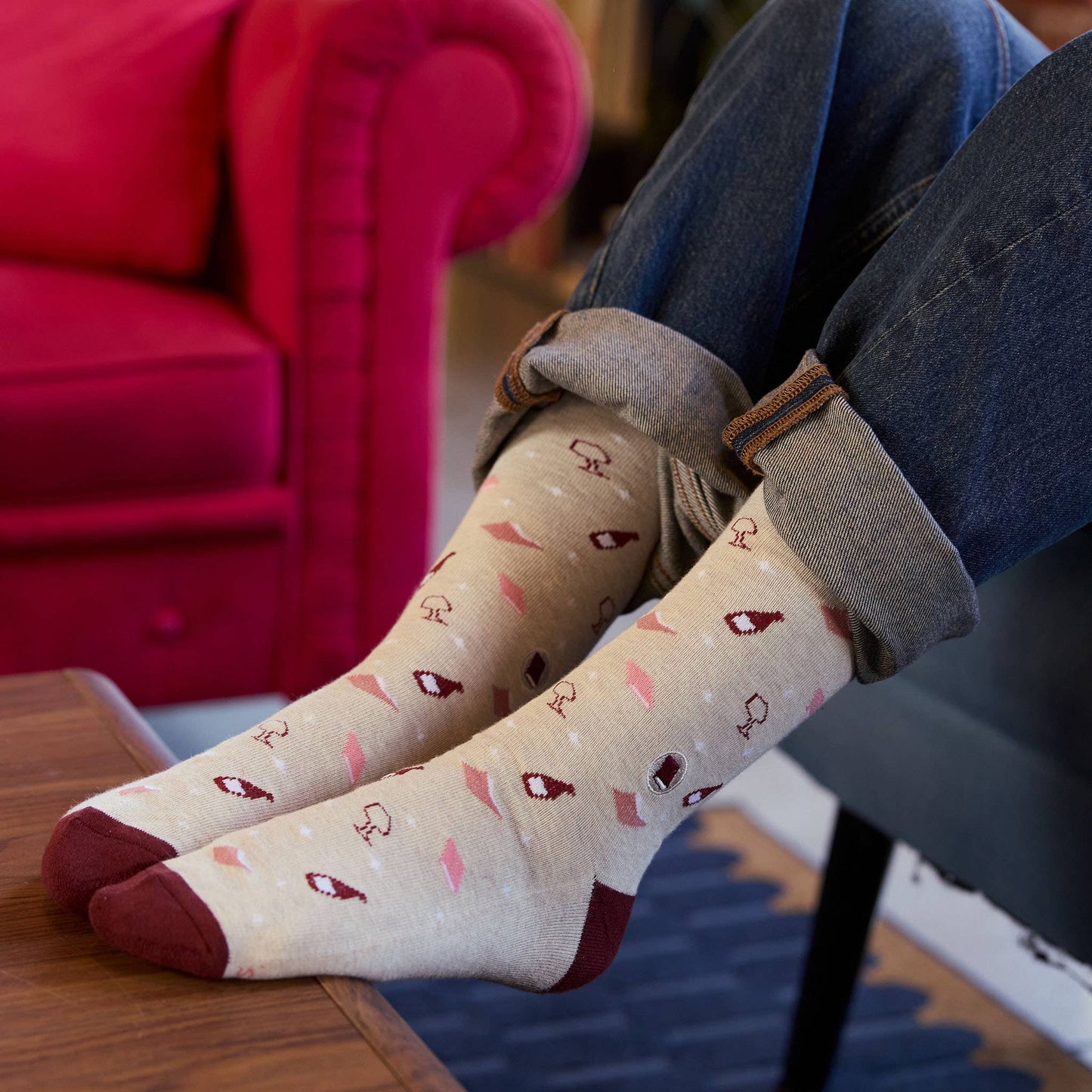Socks that Give Books (Beige Books and Wine): Medium
