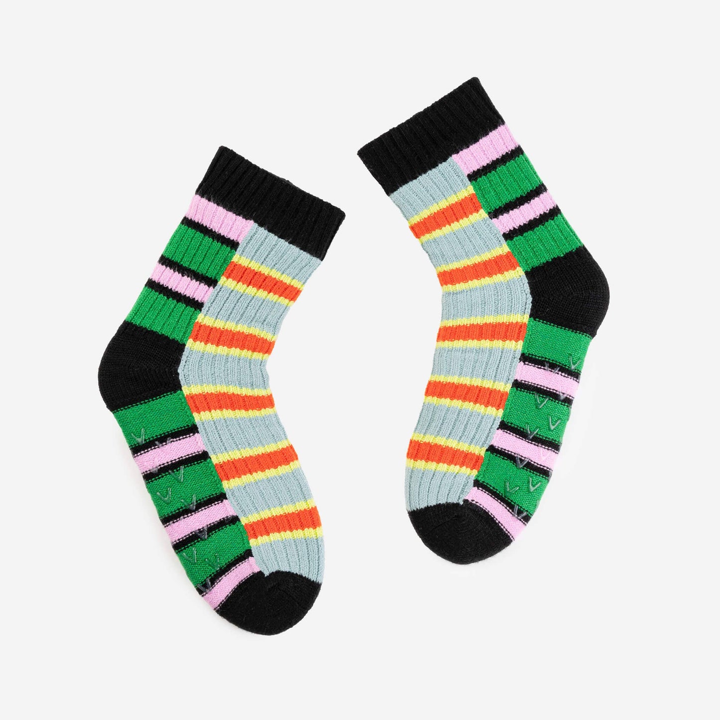 Zipper Stripe House Socks: Peach Cobalt / L/XL - W 9.5-12.5<br>M 8-11