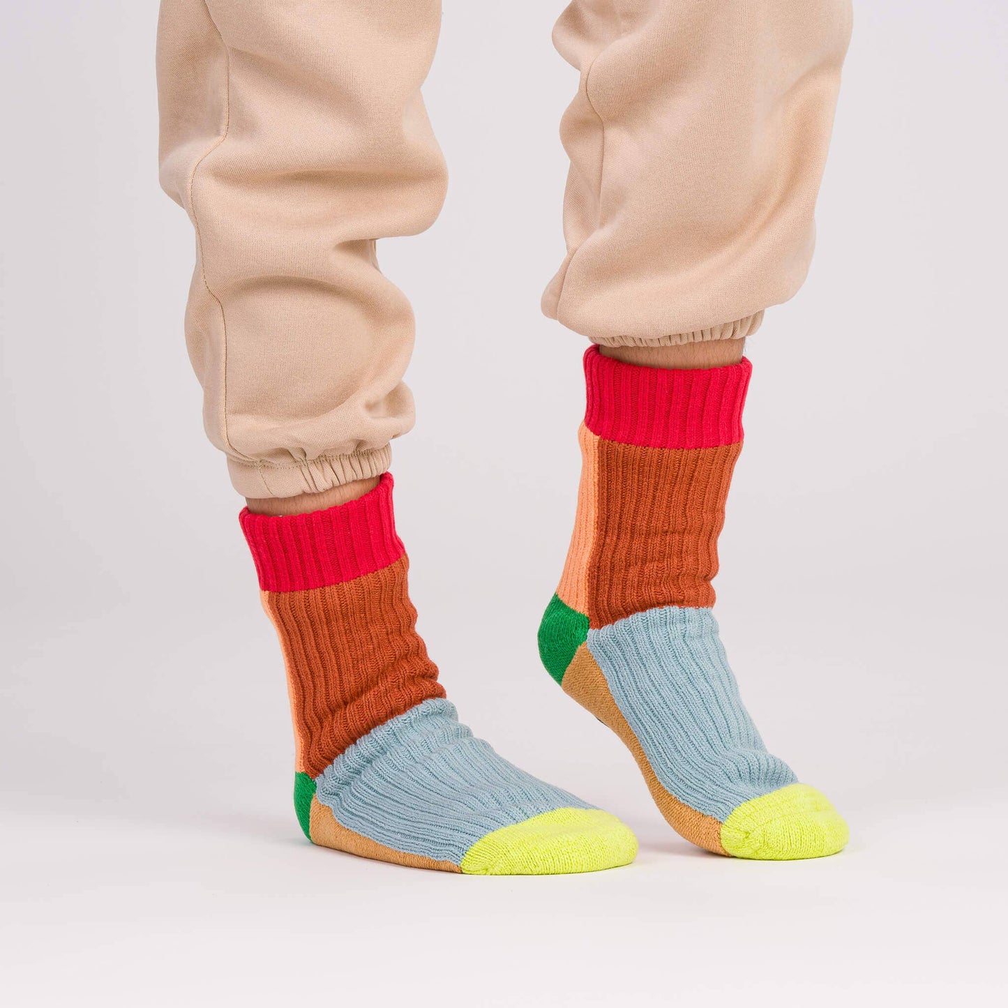 Kaleidoscope Knit House Socks: Stone Blue Rust by Verloop