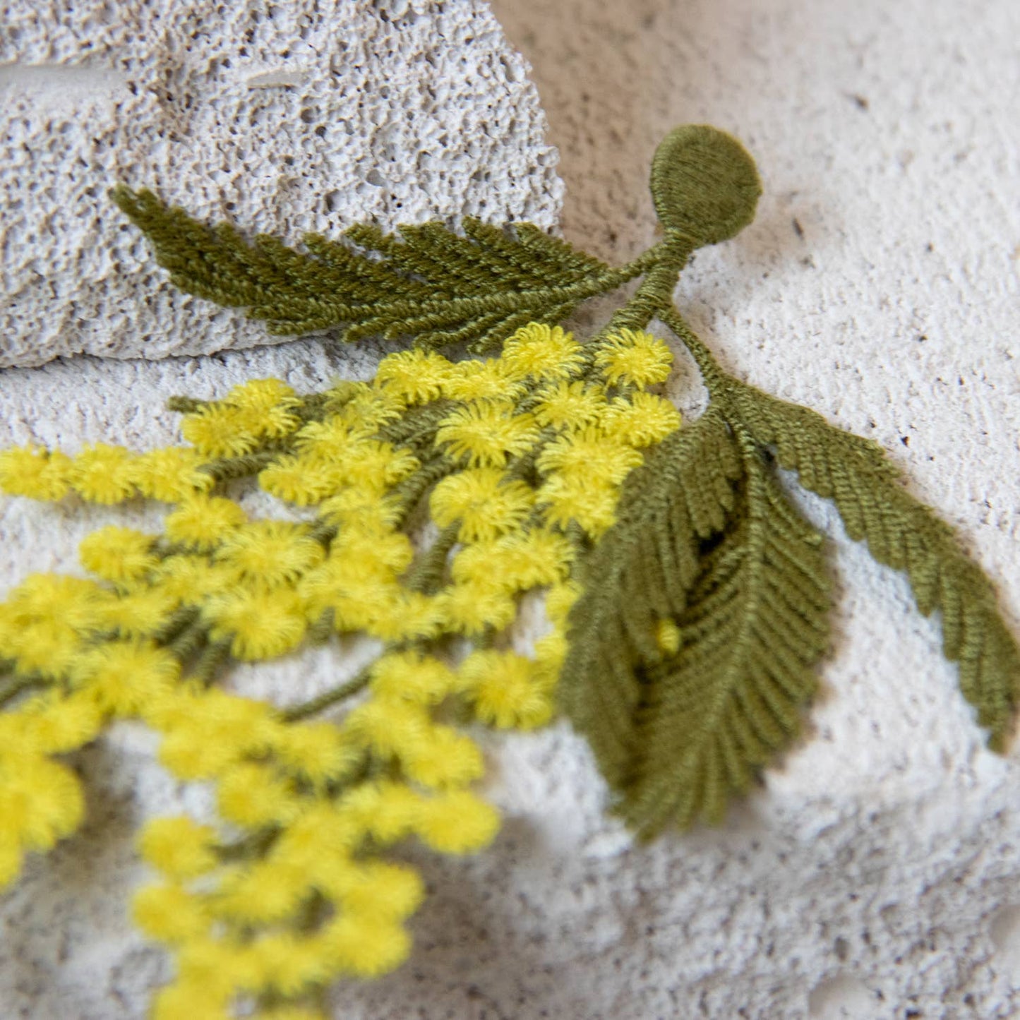 Mimosa Flowers Embroidered Brooch by Botanopia