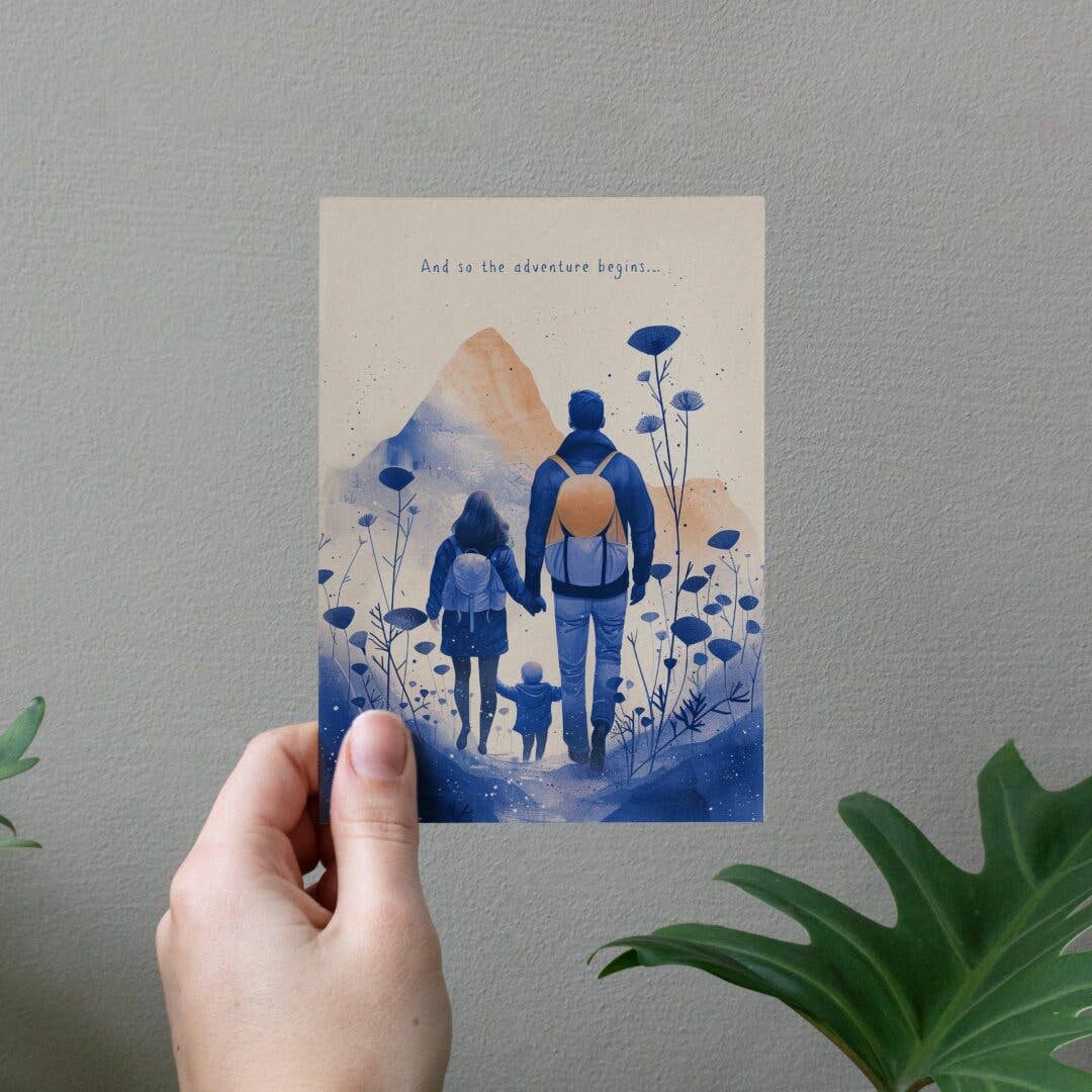 And so the adventure begins | New Baby Card | Gender Neutral: Kraft paper