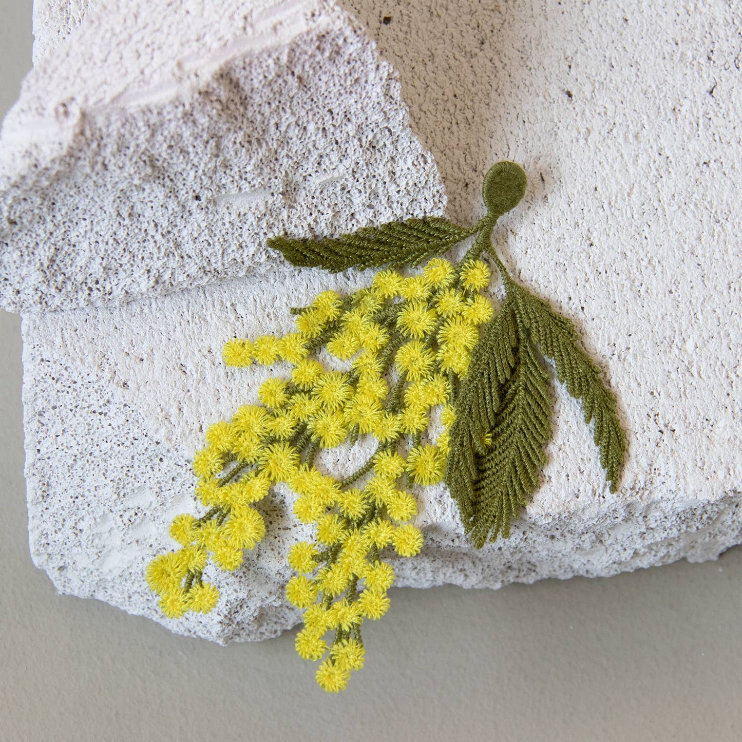 Mimosa Flowers Embroidered Brooch by Botanopia