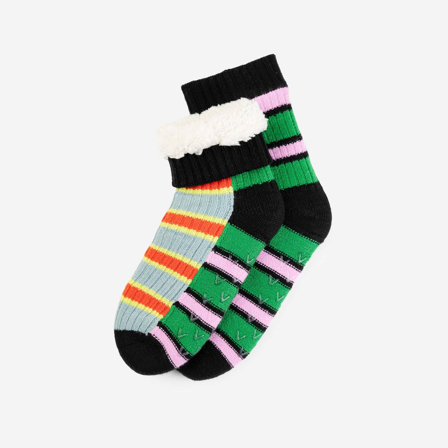 Zipper Stripe House Socks: Poppy Stone Blue / S/M - W 6-9<br>M 5-7.5