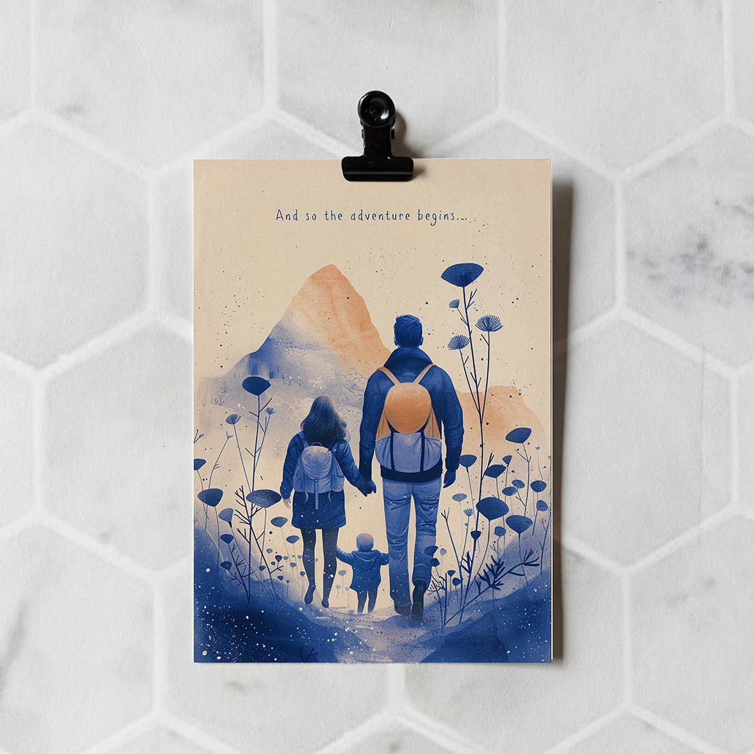 And so the adventure begins | New Baby Card | Gender Neutral: Kraft paper