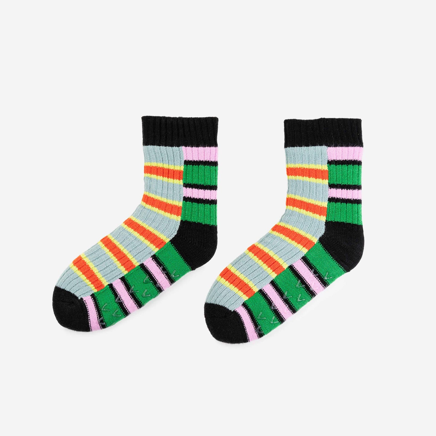 Zipper Stripe House Socks: Peach Cobalt / L/XL - W 9.5-12.5<br>M 8-11